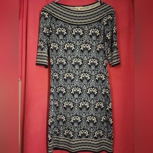 Max Studio, medium, boat neck dress, navy and white